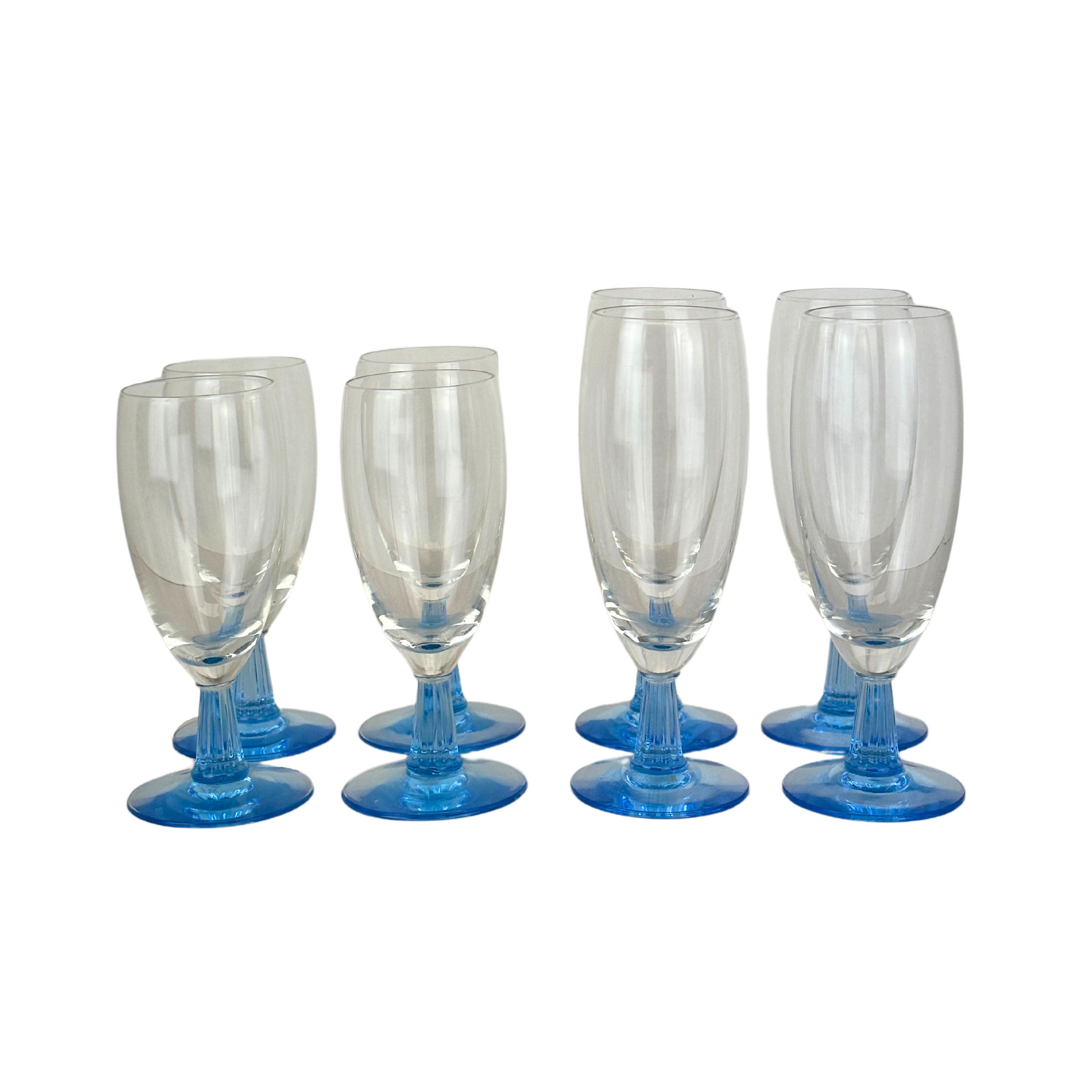Blue Column Stem Glasses, Set of 8 Lily's Vintage Finds