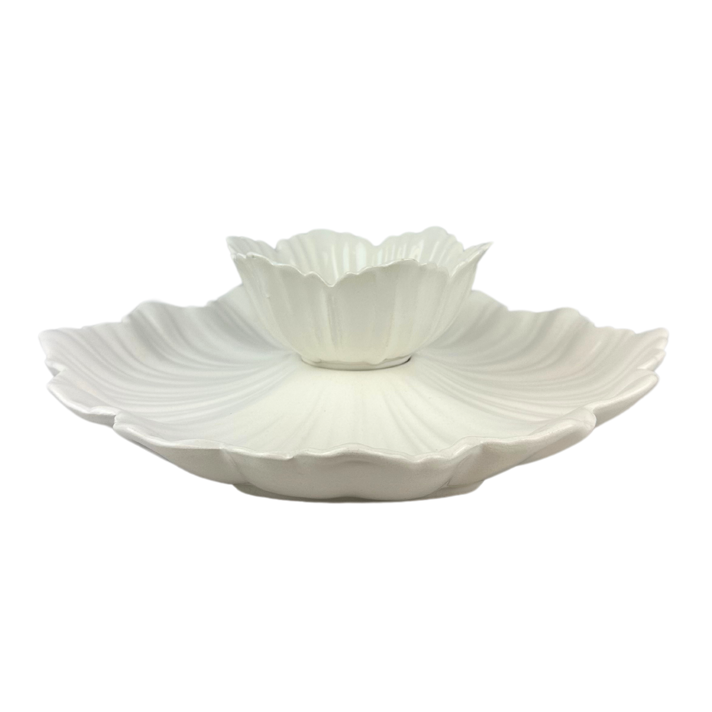 Vintage Whittier Pottery White Lotus Chip and Dip Tray Lily's Vintage