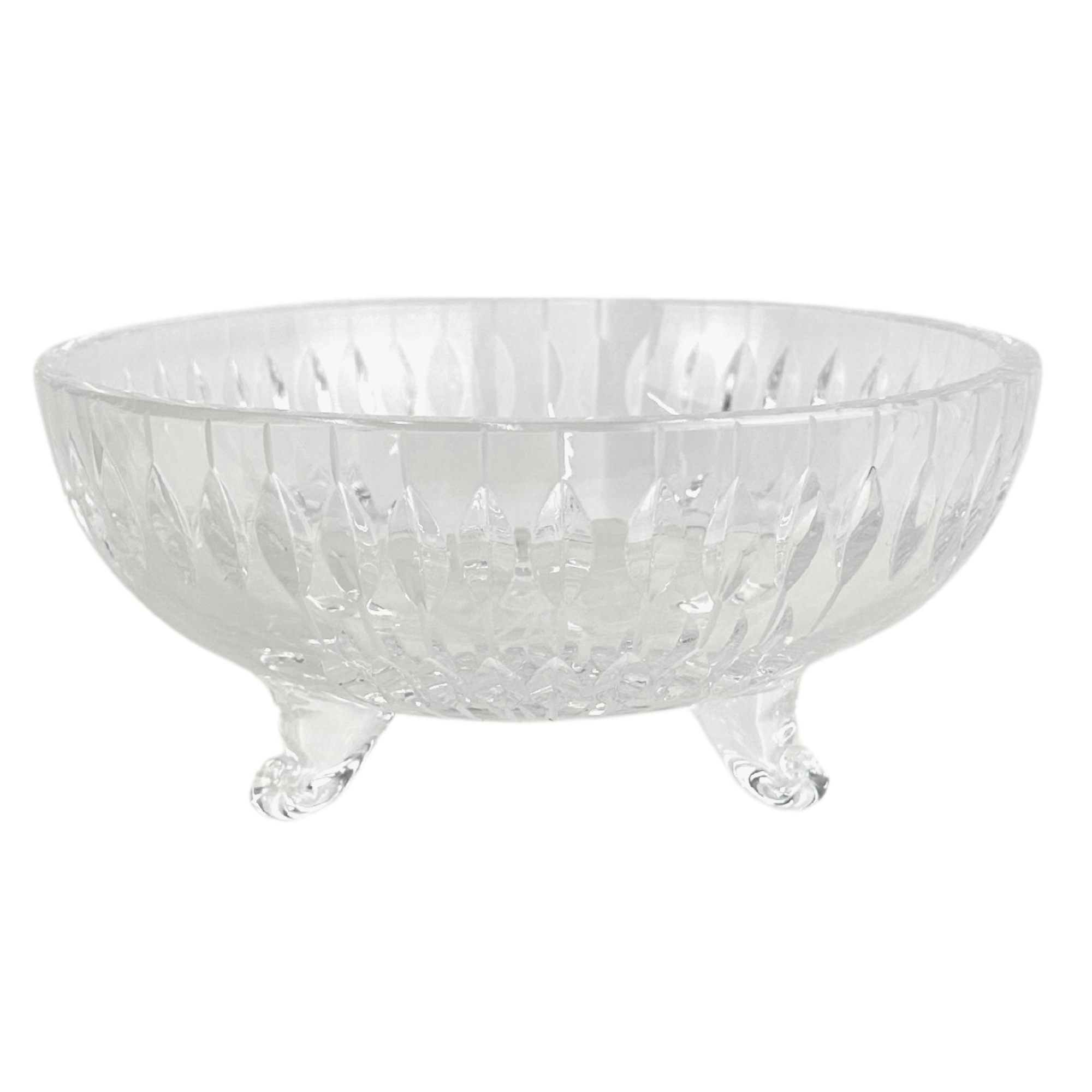 Kusak Crystal 'Cut Ice', 3 Footed Bowl Lily's Vintage Finds