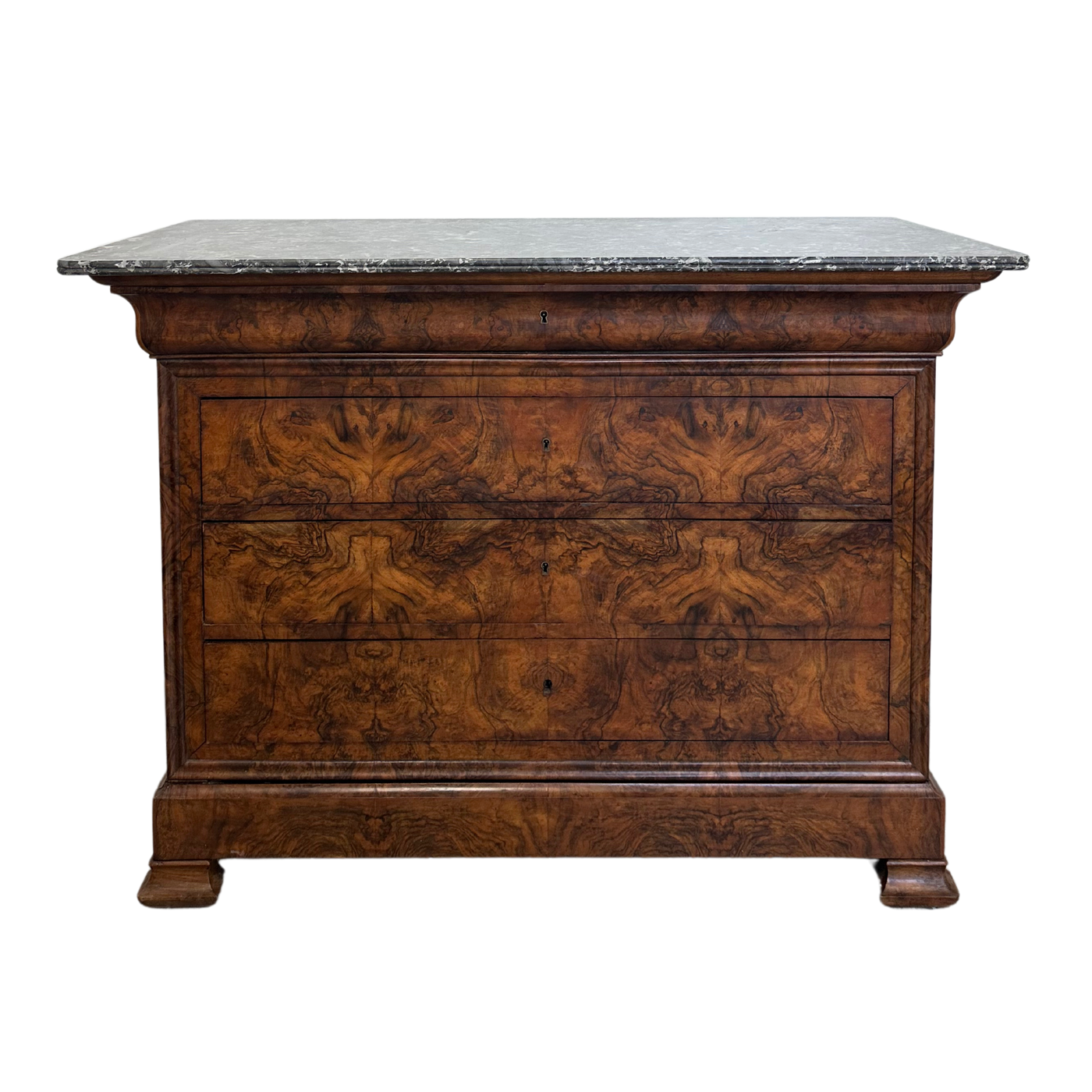 Antique Louis Philippe Style Walnut Commode with Marble Top