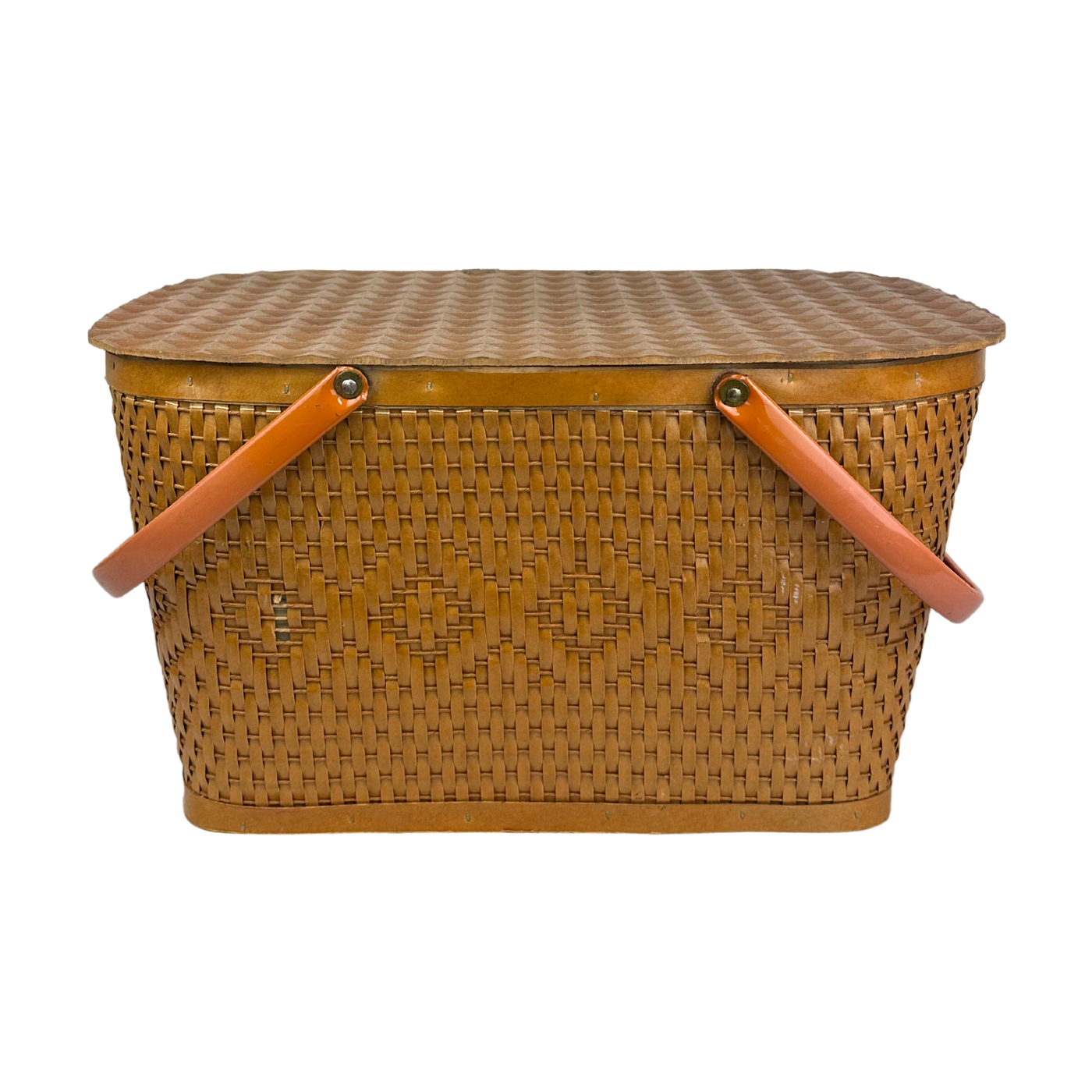 Mid-Century Woven Wicker Picnic Basket