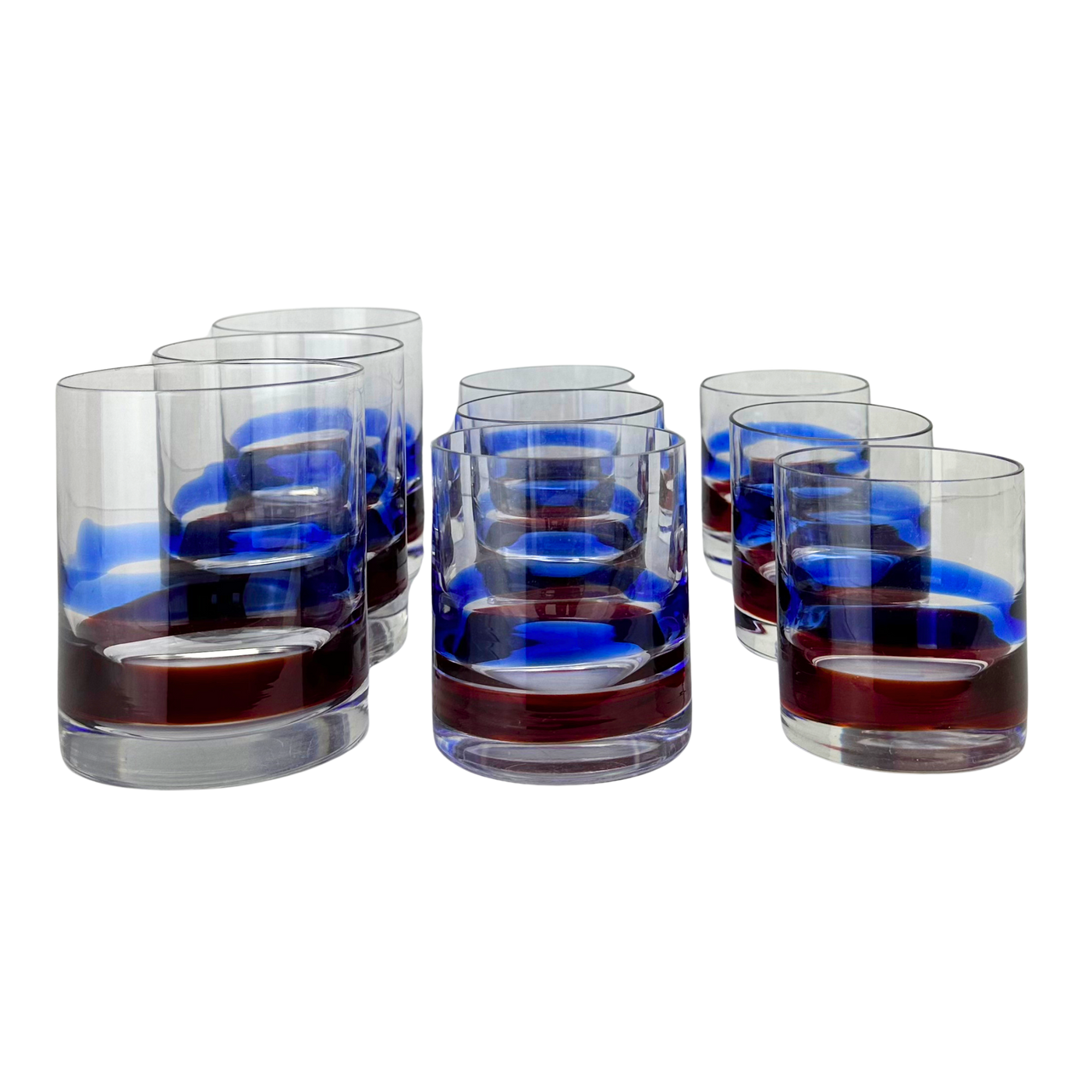 1950s/60s Murano Style Tumbler Glass Set, Set of 9