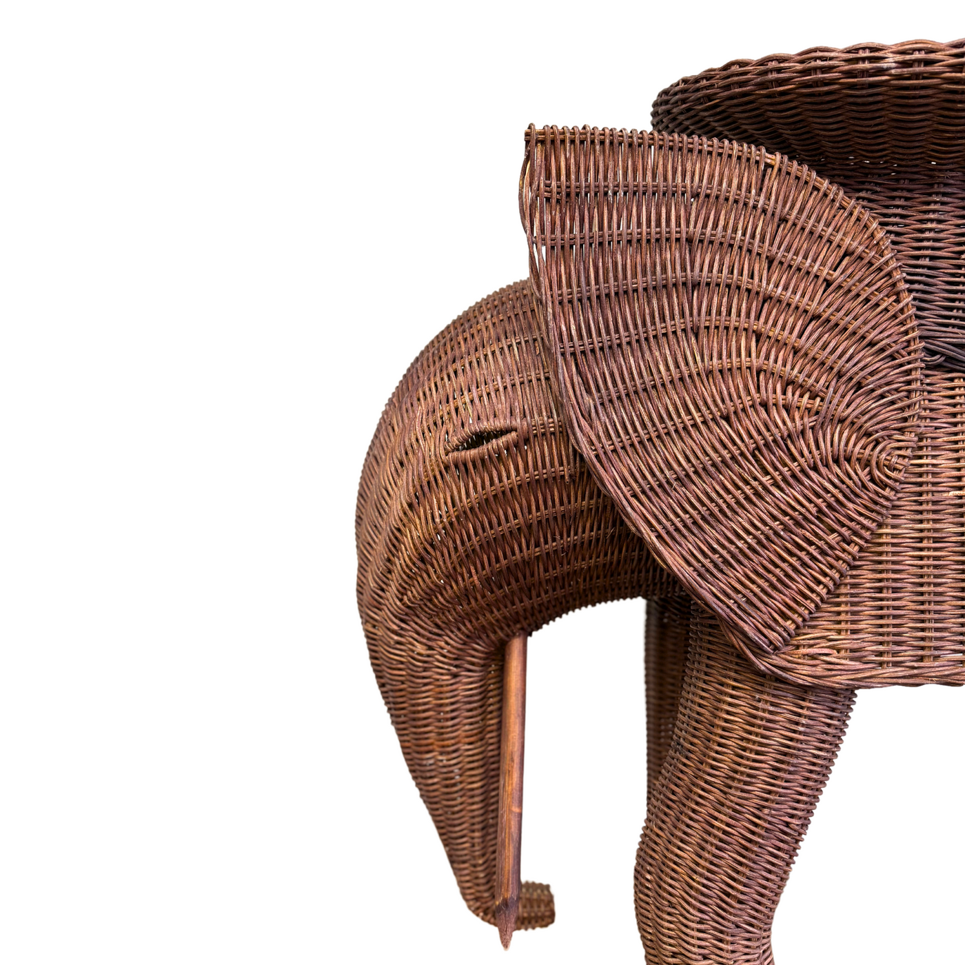 Vintage Rattan Elephant Side Table