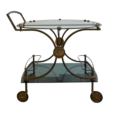 Vintage French Smoked Glass Bar Cart