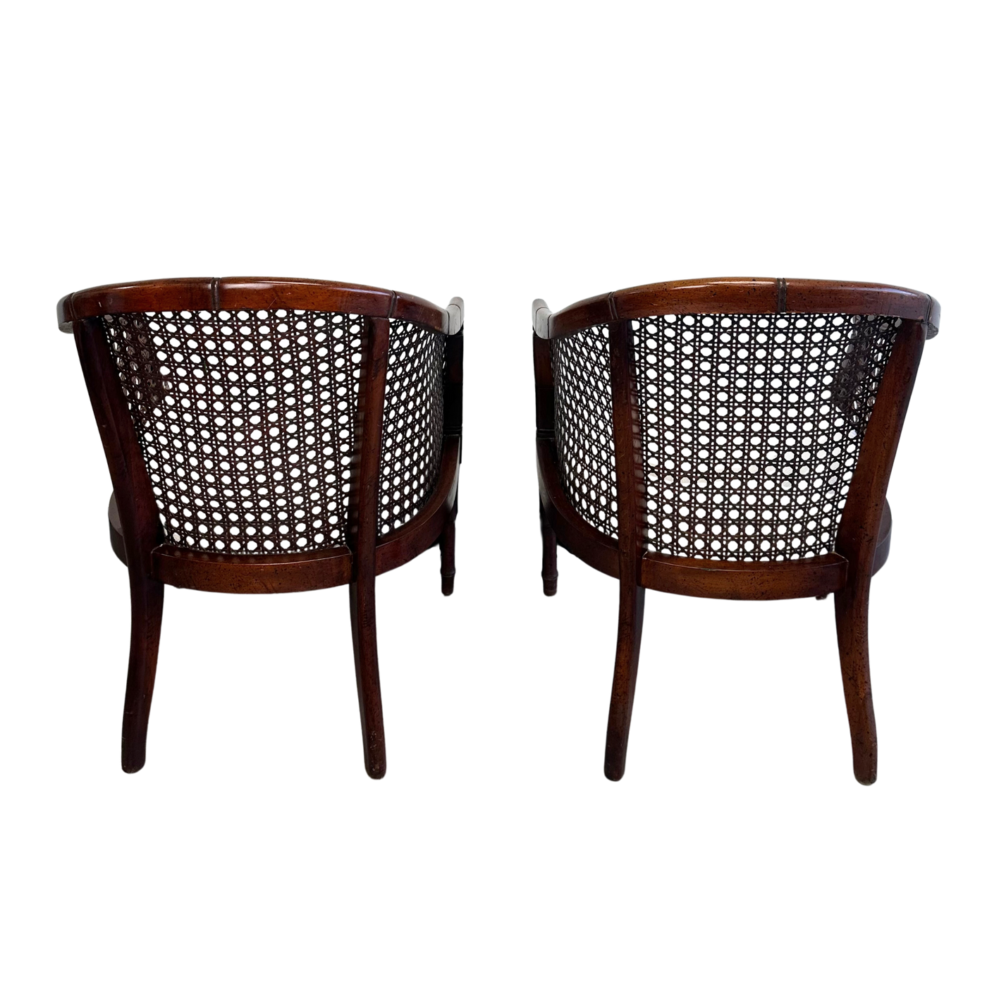 Pair of Vintage Cane Back Barrel Chairs