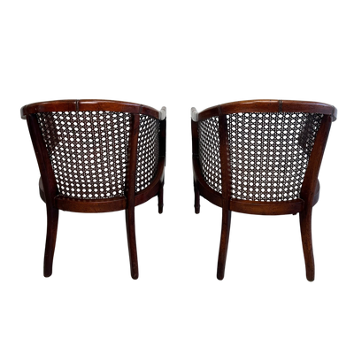 Pair of Vintage Cane Back Barrel Chairs