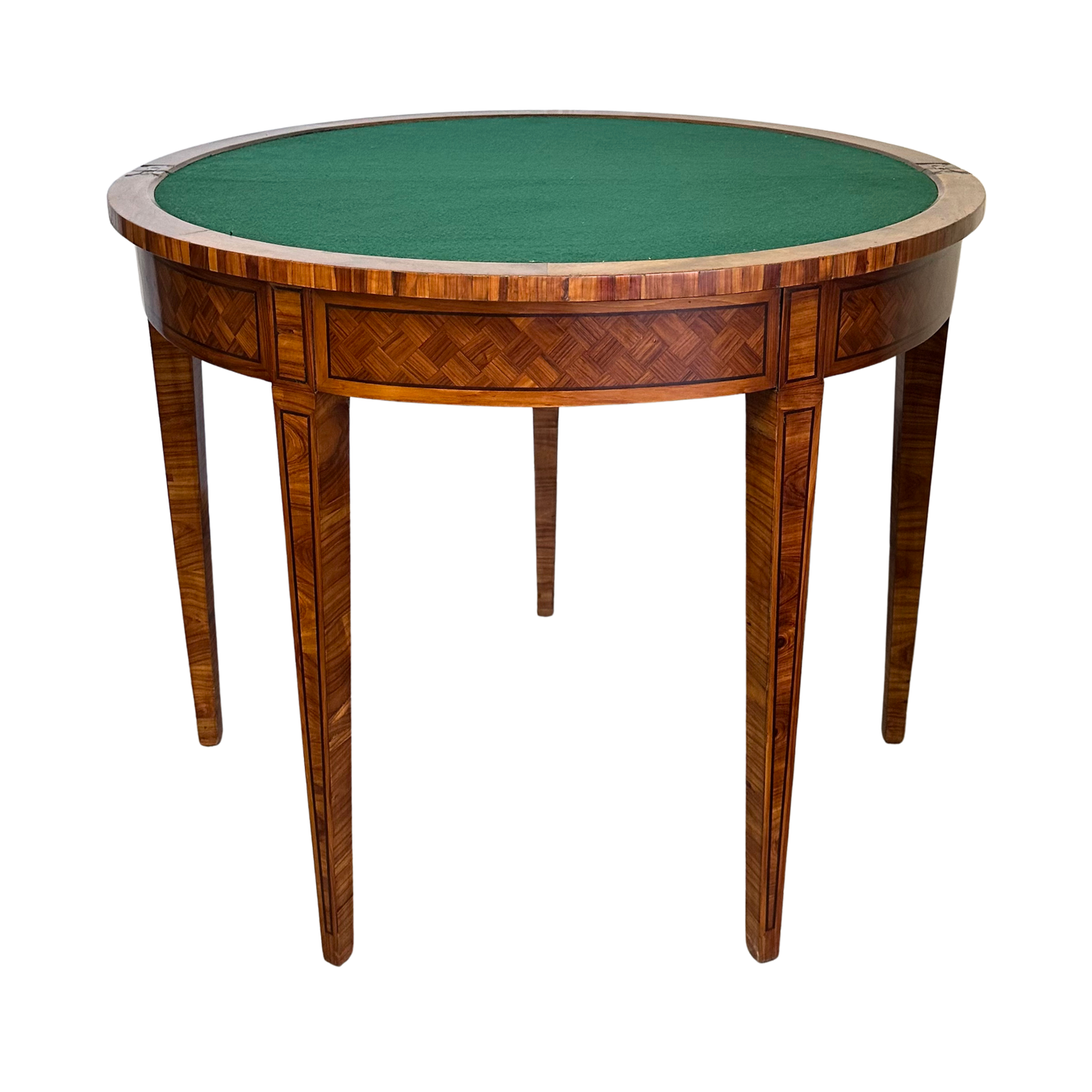 Antique French Marquetry Demilune Game Table