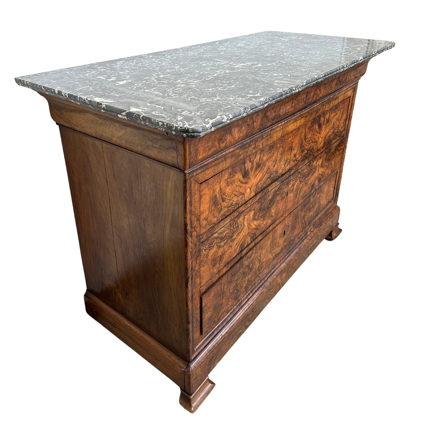 Antique Louis Philippe Style Walnut Commode with Marble Top