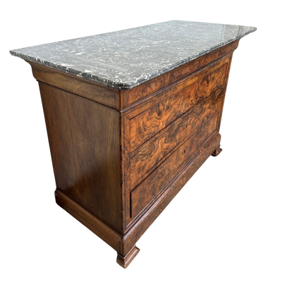 Antique Louis Philippe Style Walnut Commode with Marble Top