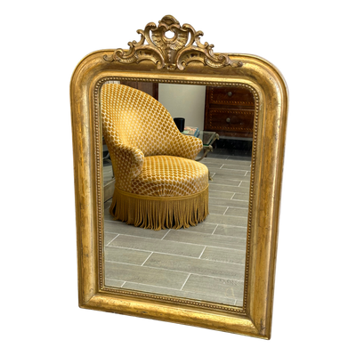 Antique Louis Philippe Gold Mirror with Crest