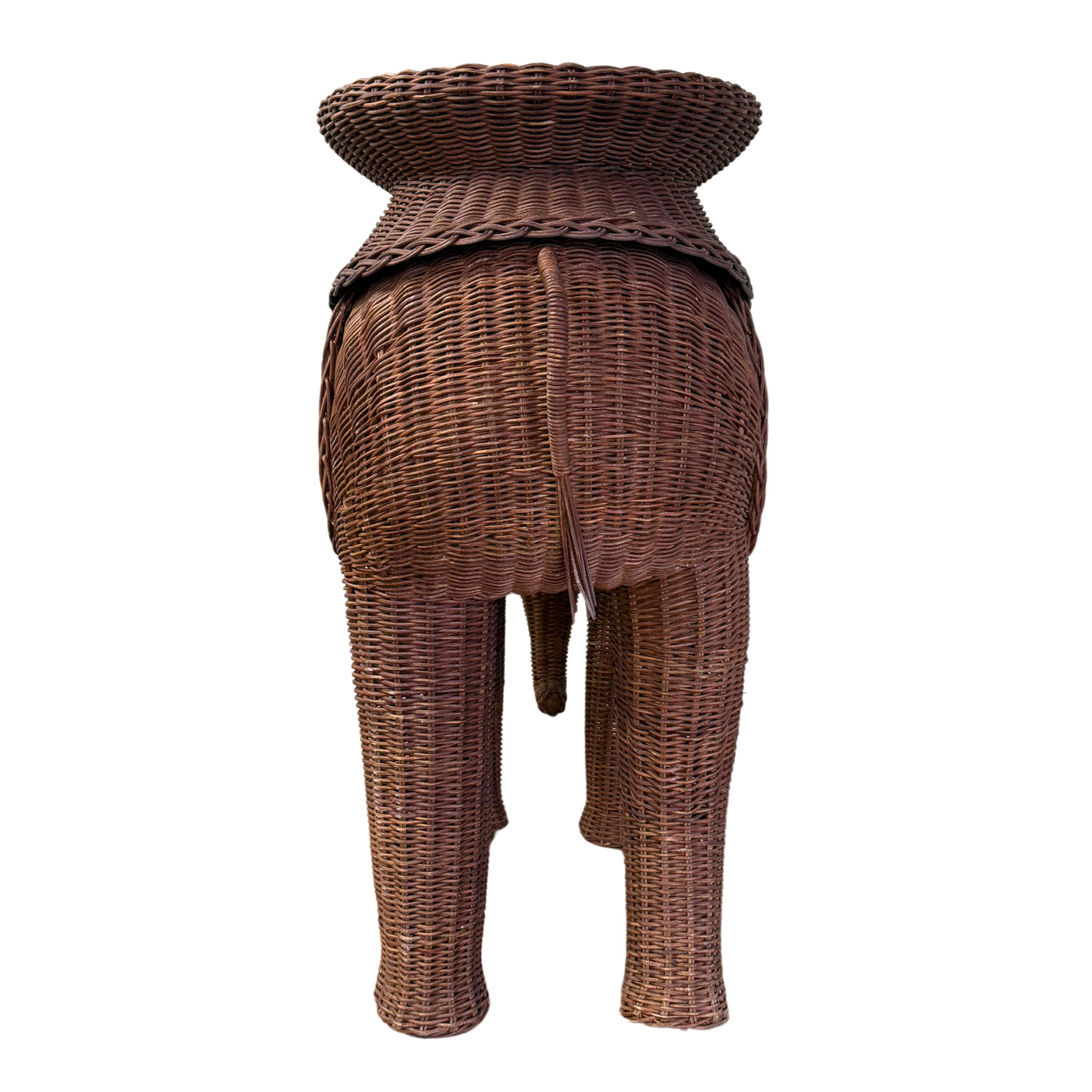 Vintage Rattan Elephant Side Table