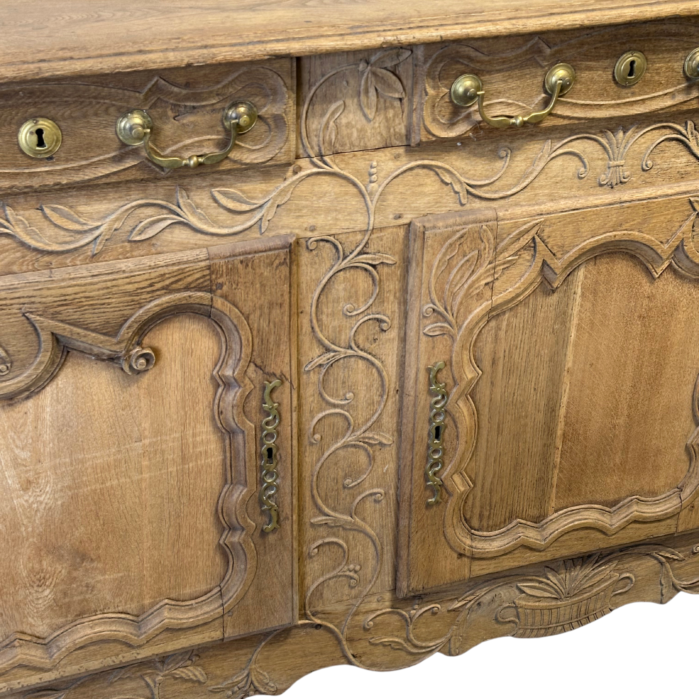 Mid 19th c. French Oak Sideboard with Intricate Carved Detail