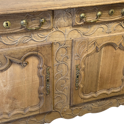 Mid 19th c. French Oak Sideboard with Intricate Carved Detail