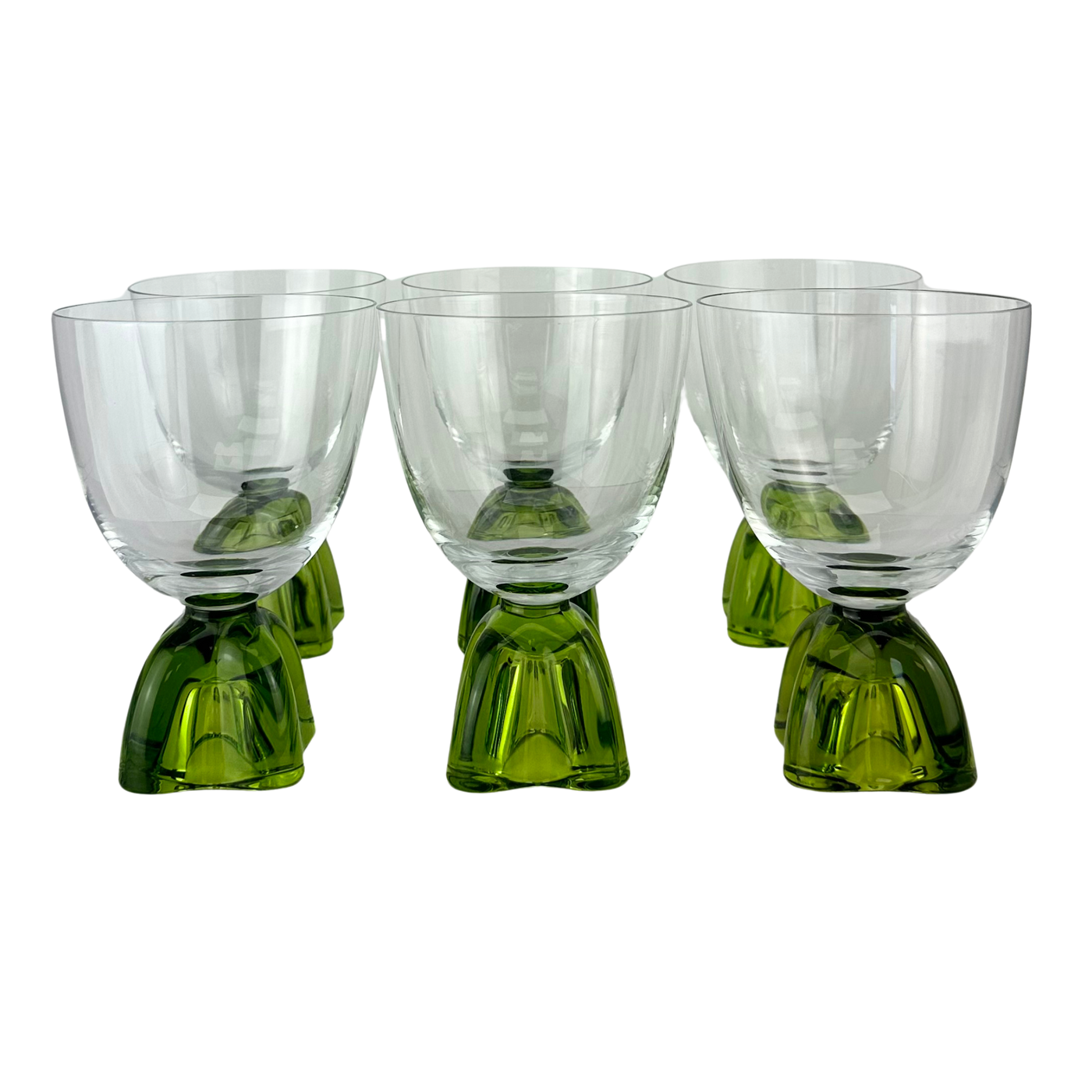 1950s Fostoria Capri Green Goblets, Set of 6