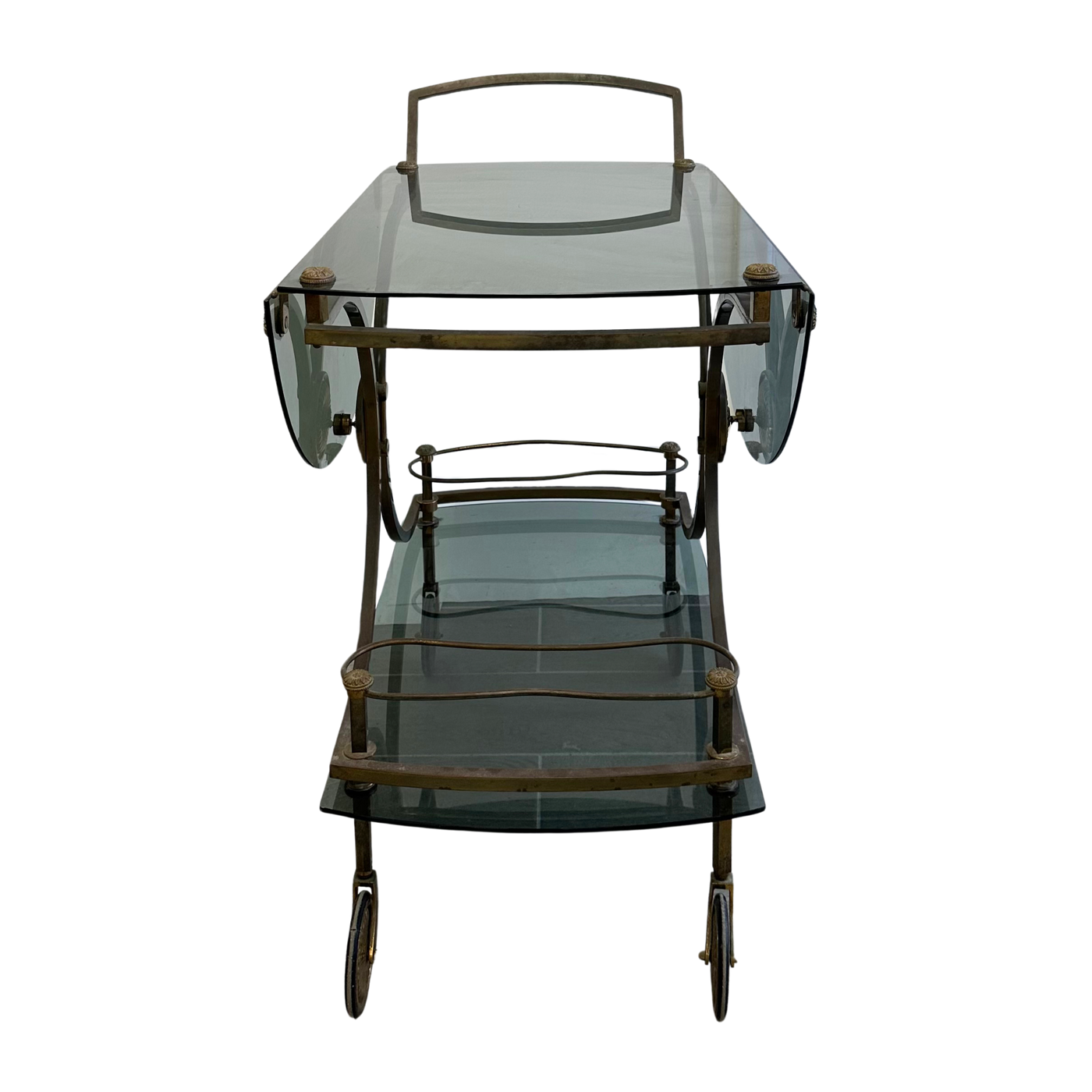 Vintage French Smoked Glass Bar Cart