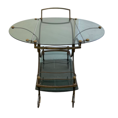 Vintage French Smoked Glass Bar Cart