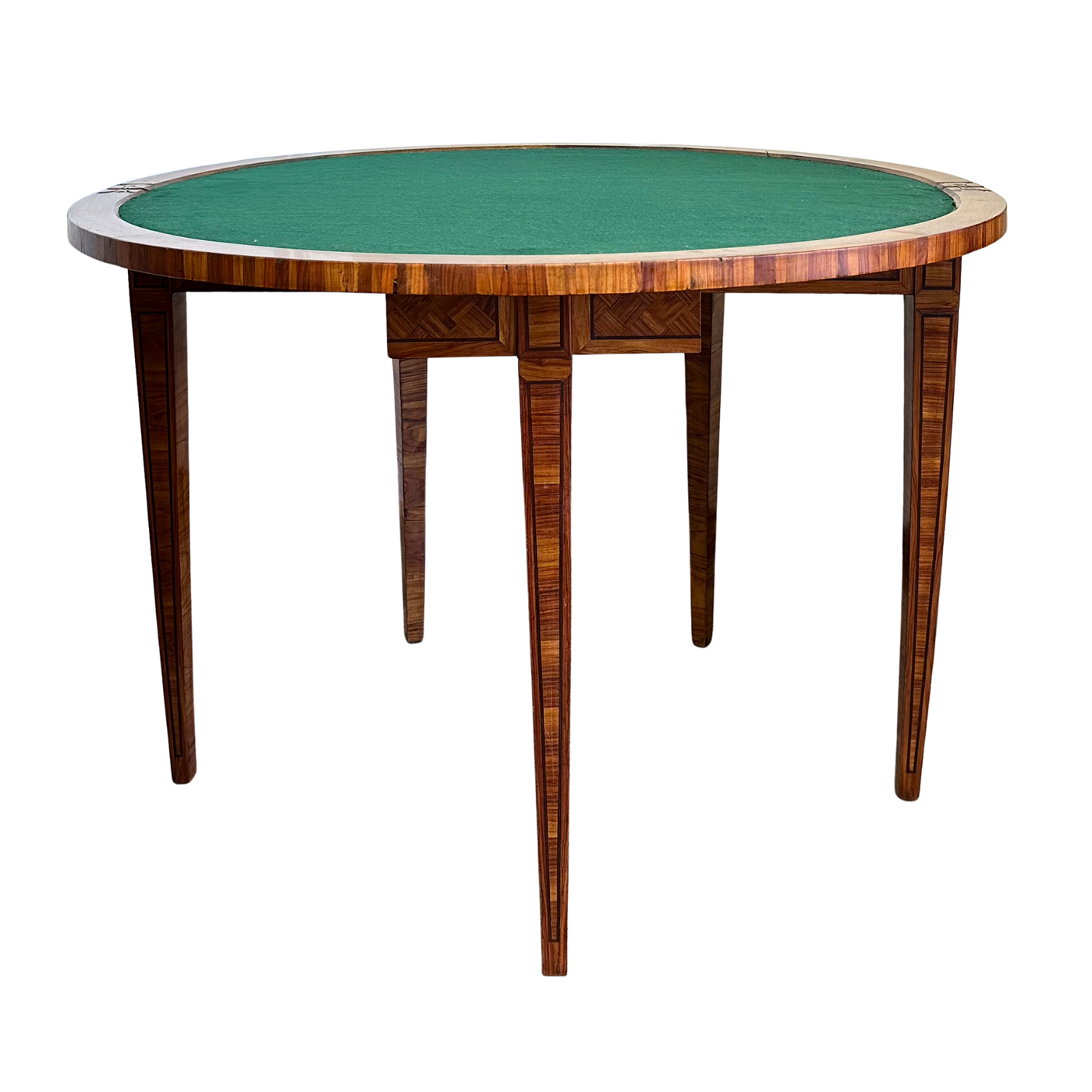 Antique French Marquetry Demilune Game Table