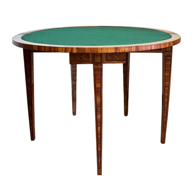 Antique French Marquetry Demilune Game Table