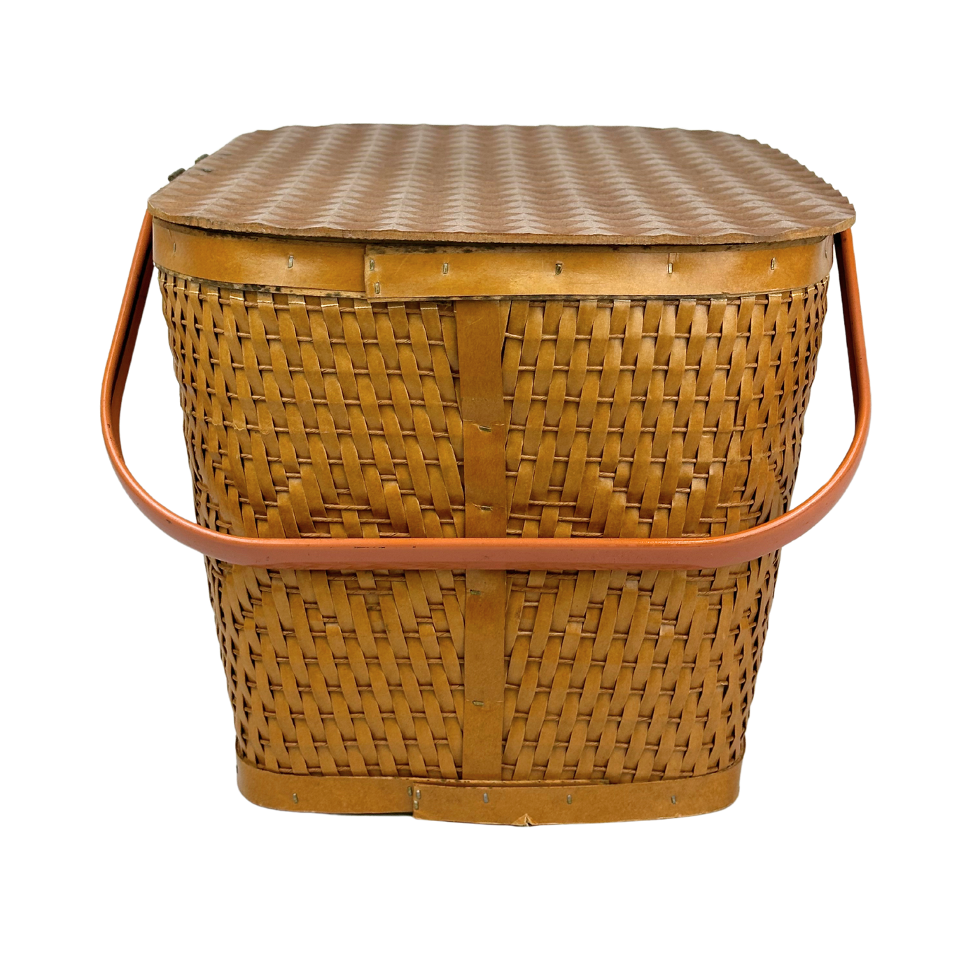 Mid-Century Woven Wicker Picnic Basket