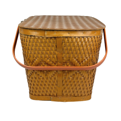 Mid-Century Woven Wicker Picnic Basket