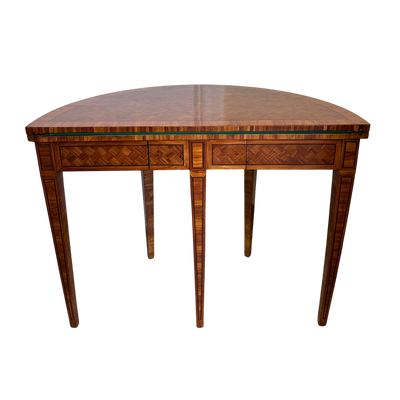 Antique French Marquetry Demilune Game Table