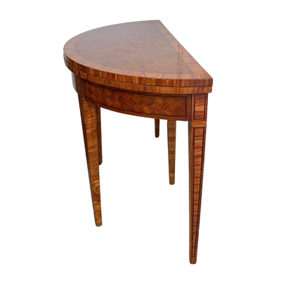 Antique French Marquetry Demilune Game Table