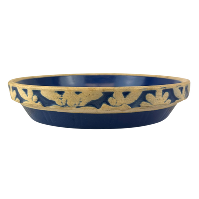 Vintage Blue Clay City Pottery Glazed Bowl / Pie Dish