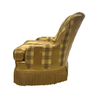 Custom Plaid Bullion Fringe Chair by Southwood