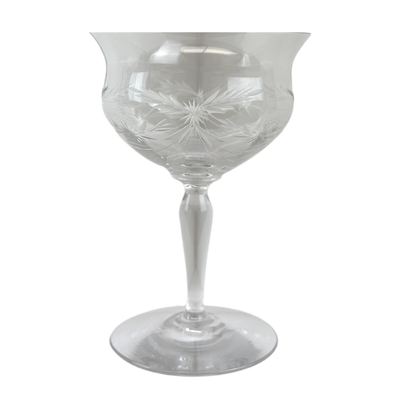 Vintage Engraved Crystal Coupes, Set of 9