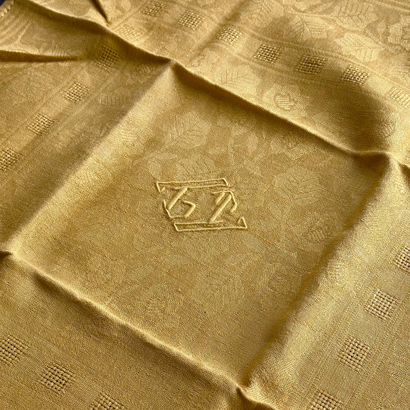 Vintage French "GT" Yellow Napkins, Set of 6