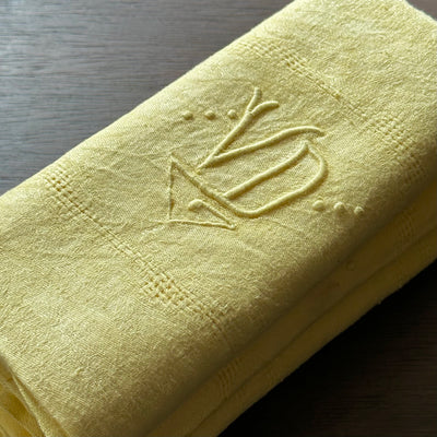 Vintage "VD" Yellow French Serviettes, Set of 5