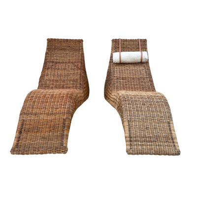 Pair of 'Karlskrona' Rattan Wicker Lounge Chairs by Carl Öjerstam