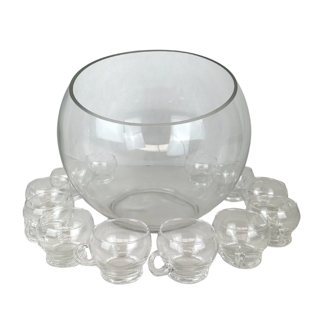 Vintage Crystal Punch Bowl Set with 12 Cups and Ladle – Lily's Vintage Finds