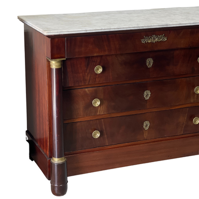 19th c. Empire Commode with White Marble Top