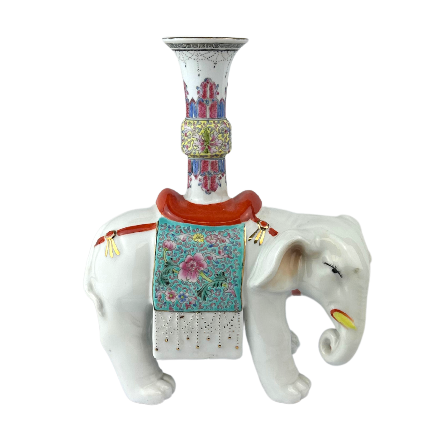 Vintage Chinese Porcelain Elephant Candle or Incense Holder