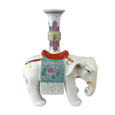 Vintage Chinese Porcelain Elephant Candle or Incense Holder