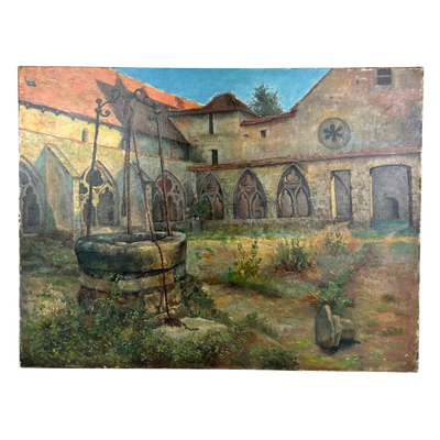 Vintage French Monastery Painting