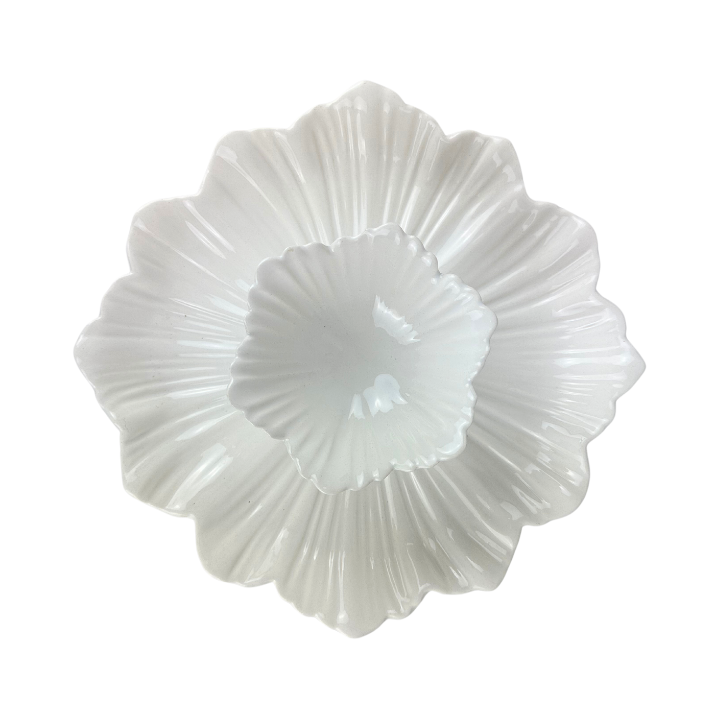 Vintage Whittier Pottery White Lotus Chip and Dip Tray Lily's Vintage