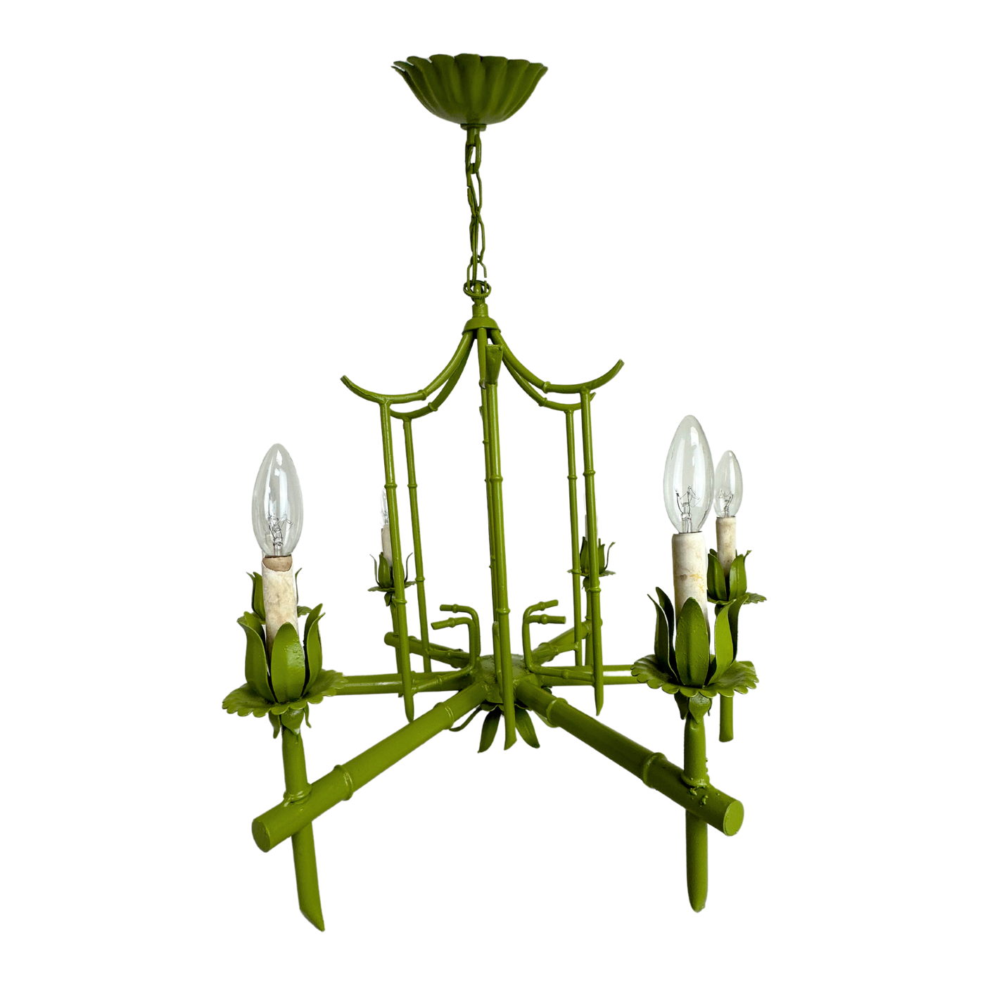 Vintage Faux Bamboo Pagoda 6-Light Chandelier