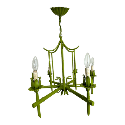 Vintage Faux Bamboo Pagoda 6-Light Chandelier