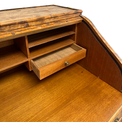 Vintage Bamboo Roll Top Desk