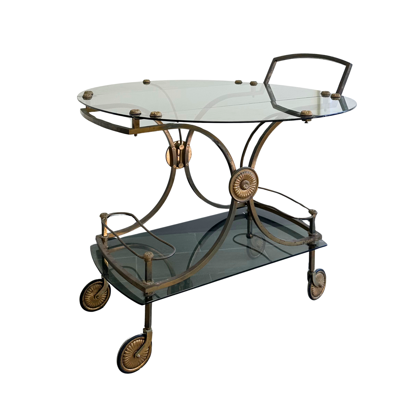 Vintage French Smoked Glass Bar Cart