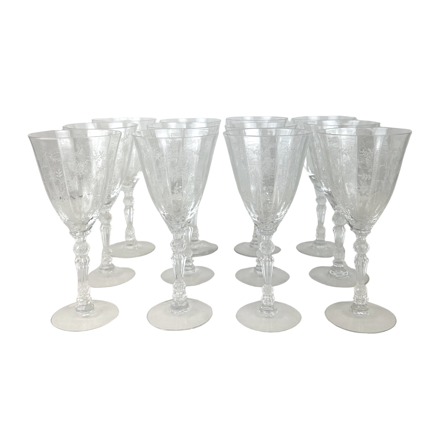 4 Vintage Crystal Water Glasses in the 4 Fostoria Ballet Pattern