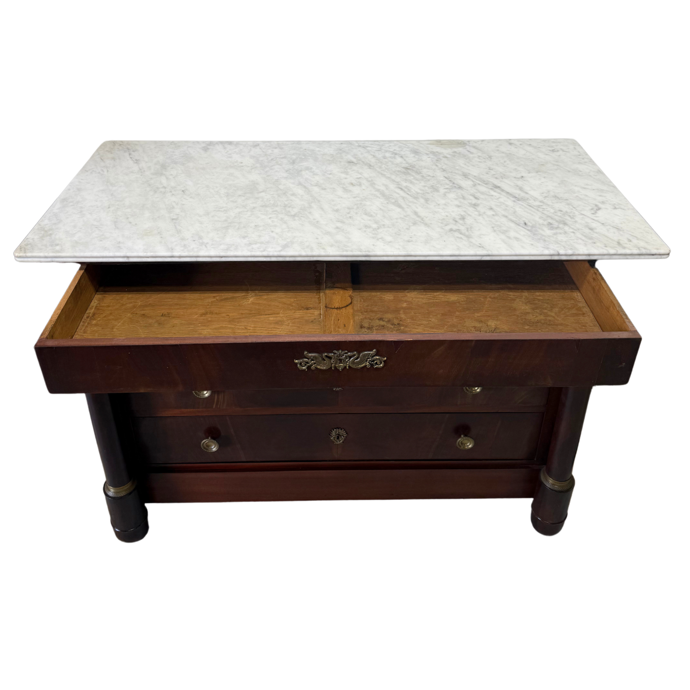 19th c. Empire Commode with White Marble Top