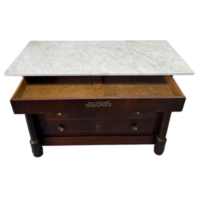 19th c. Empire Commode with White Marble Top