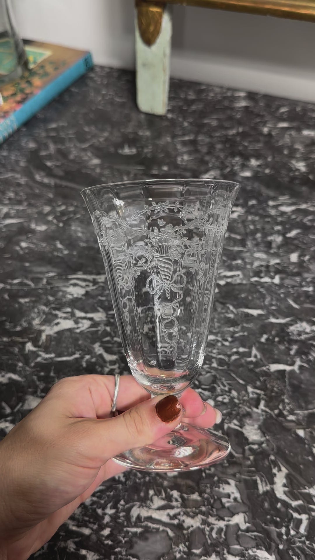 Vintage Fostoria 'Corsage' Crystal Footed Tumblers, Set of 5