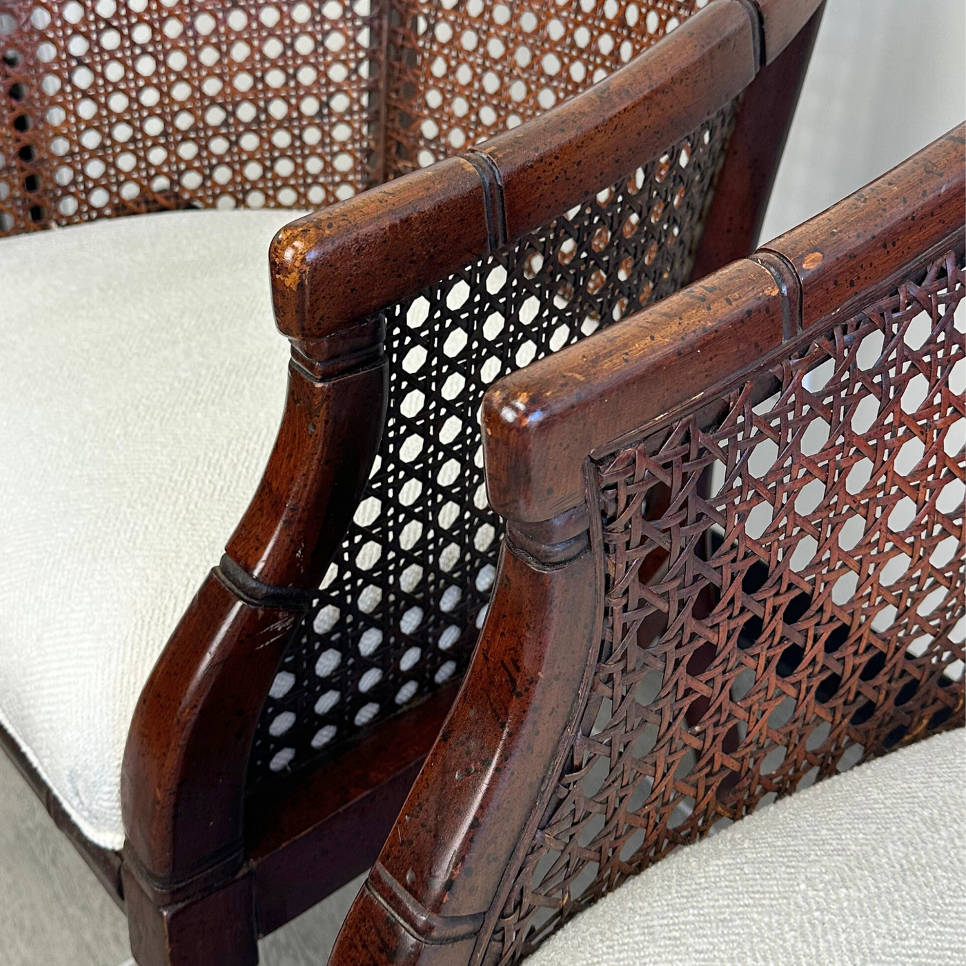 Pair of Vintage Cane Back Barrel Chairs