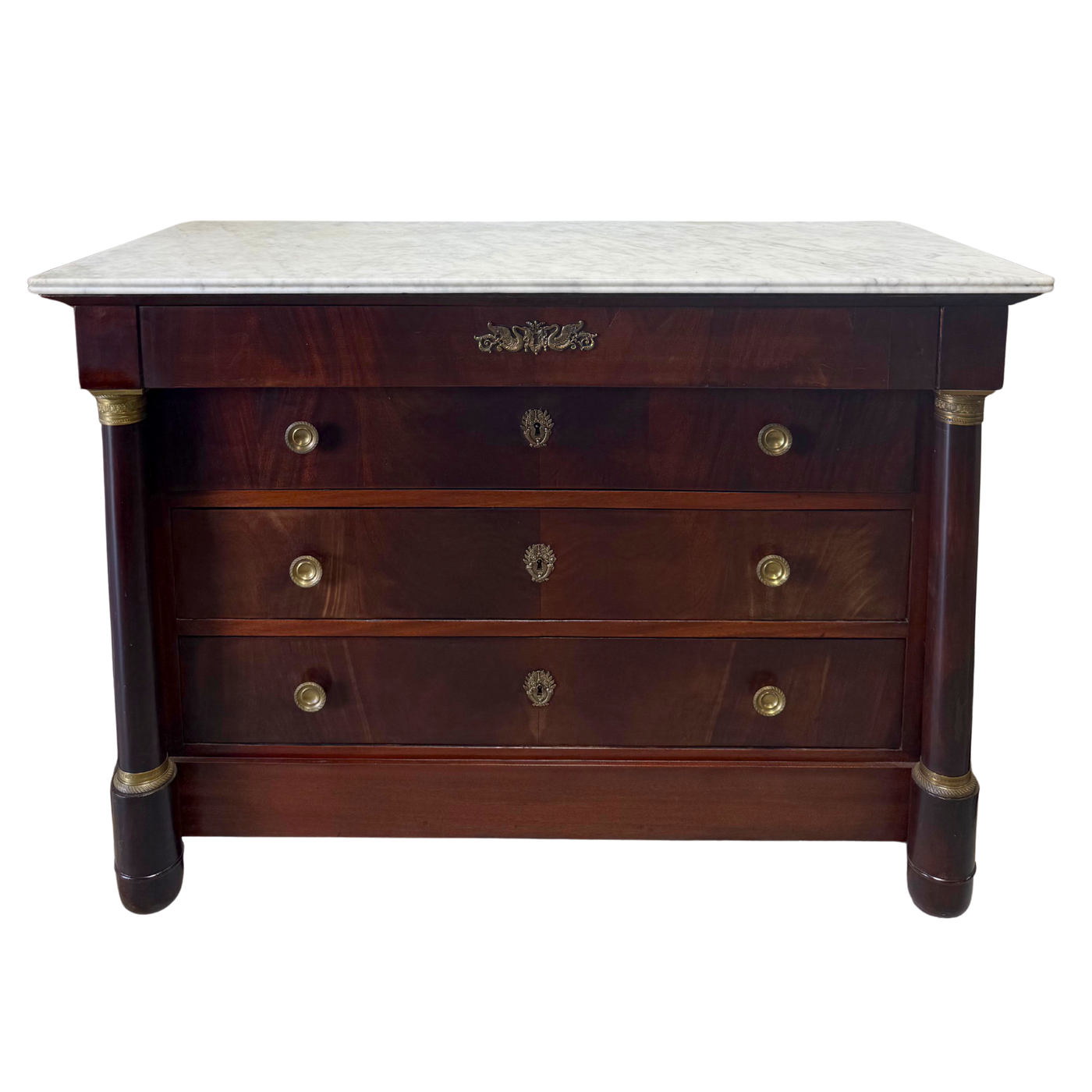 19th c. Empire Commode with White Marble Top