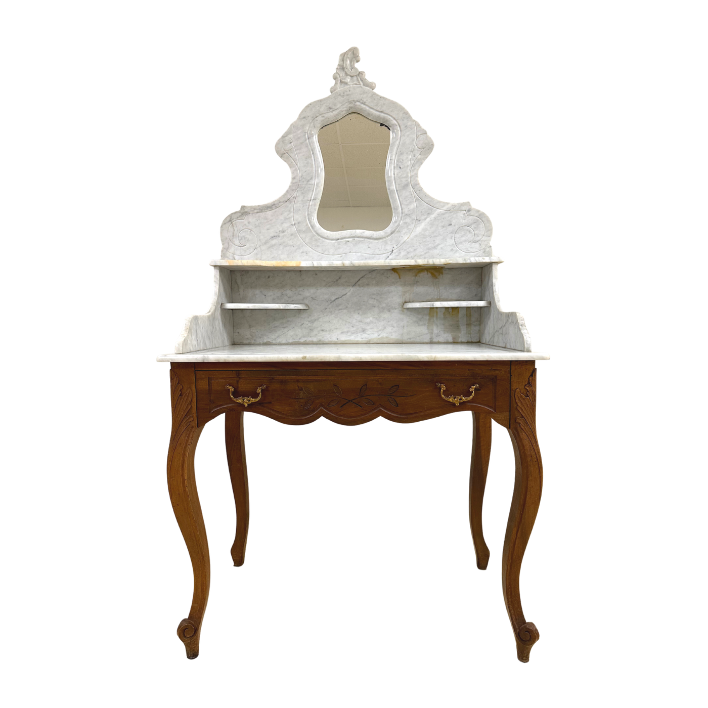 Antique White Marble Top Vanity