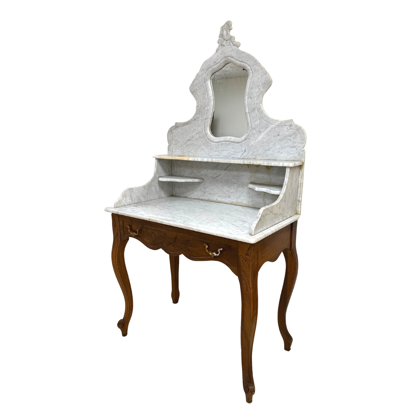 Antique White Marble Top Vanity